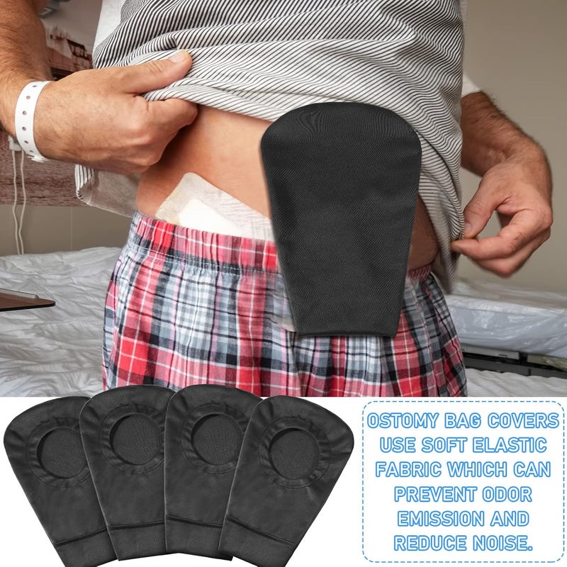 Jutom 4 Pcs Black Ostomy Bag Cover Ostomy Pouch Cover Odor Control Stretchy Bag Washable Pouch Liner for Women Men Lightweight Care Protector Protective(2.8 Inch Diameter) - Image 4